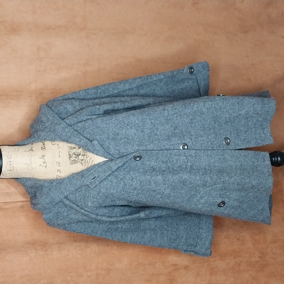 ZOE D. 100% wool flare jacket/coat with hood gray size L - Picture 1 of 5